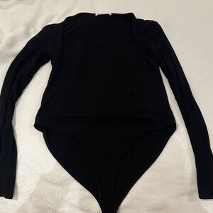 Mango Elegant Black Long Sleeve Bodysuit